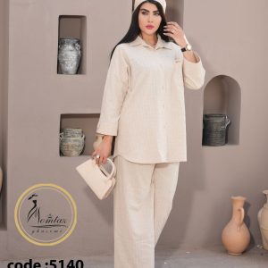 ست مانتو شلوار سنجاق دار لنین نچرال