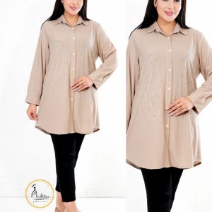 مانتو یقه دار پلاس نگین دار