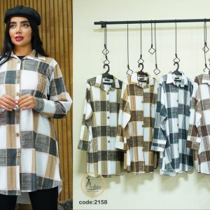 مانتو پلاس چهارخانه نگین دار