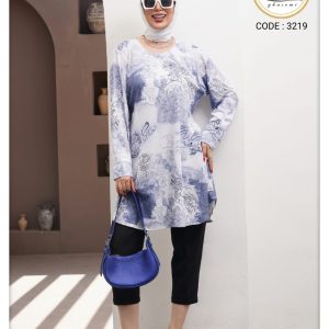 تونیک یقه گرد نگین بالا پایین طرح ژاپنی پلاس