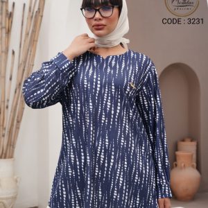 تونیک یقه وی سنجاق دار پلاس طرح سنگی