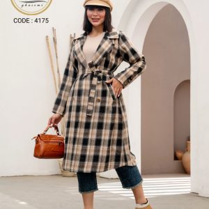 اوور یقه اینگلیسی چهارخانه پشمی