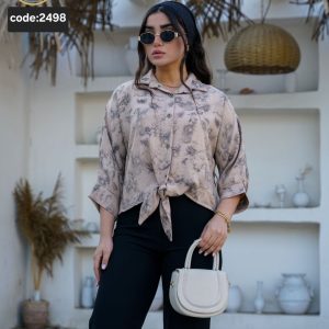 شوميز جلو گره اي شانتون طرح ابرو باد